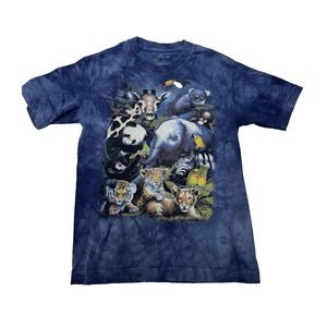 Y2K 2000 The Mountain Shirt  Blue Tie Dye Animal Saint Louis Zoo Youth Medium